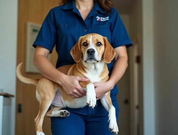 Technician respectfully transporting a deceased dog in Clarkefield